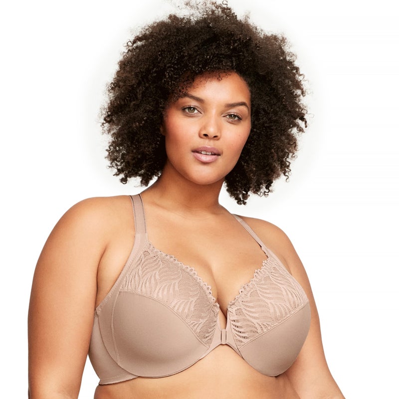 Glamorise Full Figure Plus Size Front-Closure T-Back Wonderwire Bra Underwire #1246 CafÃ© - Image 5